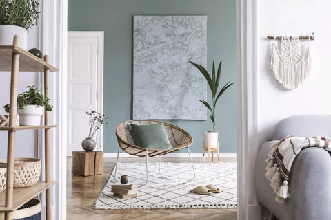 Complete your bohemian interior with green accents