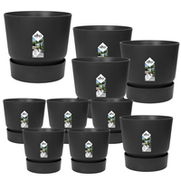 10x Pot elho Greenville zwart (5x D14x13, 1x D24xH23, 3x D30xH28, 1x D39xH37)