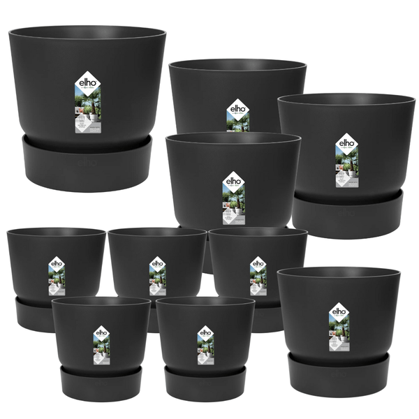 10x Pot elho Greenville zwart (5x D14x13, 1x D24xH23, 3x D30xH28, 1x D39xH37) kopen bij Green Bubble