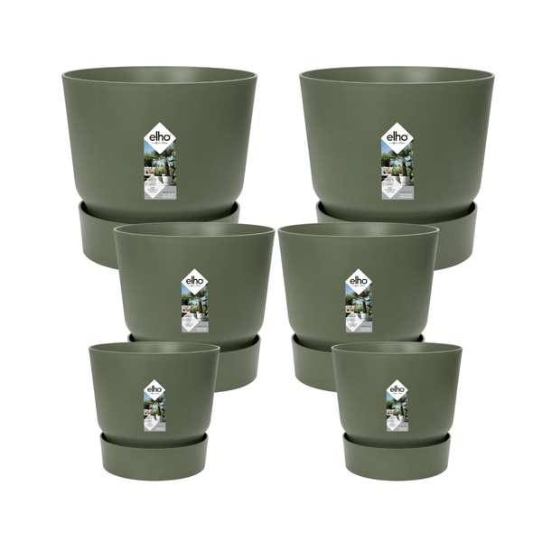 5x Pot elho Greenville groen (2x D30xH28, 1x D24xH23, 2x D14xH13) kopen bij Green Bubble