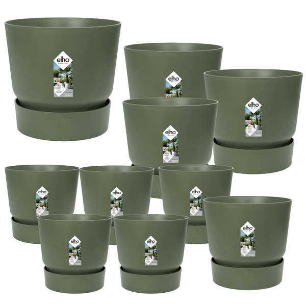 10x Pot elho Greenville groen (5x D14x13, 1x D24xH23, 3x D30xH28, 1x D39xH37) kopen bij Green Bubble