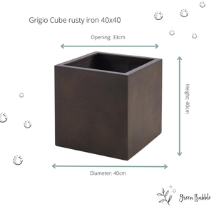 Pot Grigio cube rusty iron