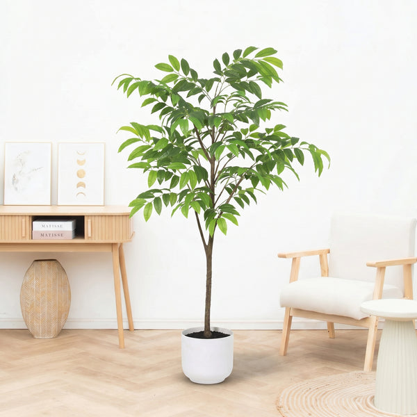 Kunst Tropical plant including white pot - 153cm kopen bij Green Bubble