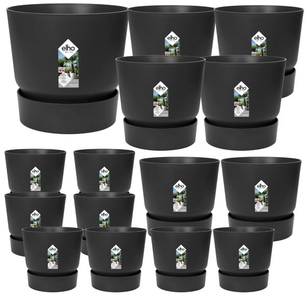 15x Pot elho Greenville zwart (8x D14x13, 2x D24xH23, 4x D30xH28, 1x D47xH44) kopen bij Green Bubble