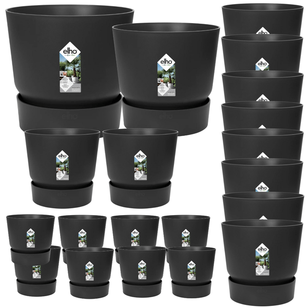 20x Pot elho Greenville zwart (8x D14x13, 2x D24xH23, 8x D30xH28, 1x D39xH37, 1x D47xH44)