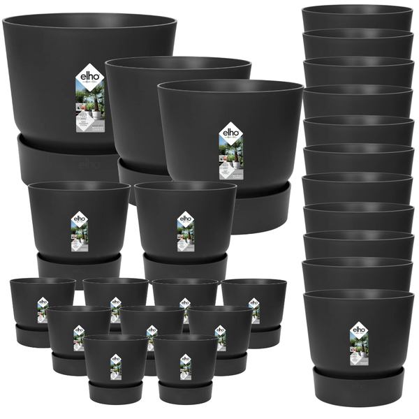25x Pot elho Greenville zwart (9x D14x13, 2x D24xH23, 11x D30xH28, 2x D39xH37, 1x D47xH44) kopen bij Green Bubble